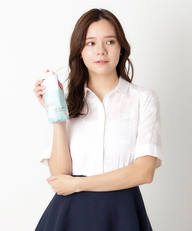 MOONBAT 【WEB限定/一級遮光99.99%】晴雨兼用折りたたみ日傘 ポール&ジョー(PAUL & JOE ACCESSOIRES)クリザンテーム/バイカラー 雨の日OK 遮熱 簡単開閉 UV 晴雨兼用 ミントグリーン