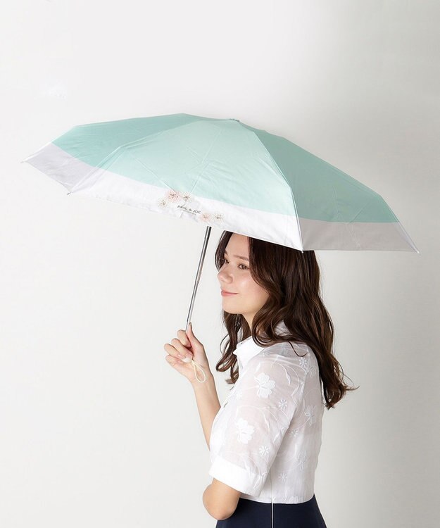 MOONBAT 【WEB限定/一級遮光99.99%】晴雨兼用折りたたみ日傘 ポール&ジョー(PAUL & JOE ACCESSOIRES)クリザンテーム/バイカラー 雨の日OK 遮熱 簡単開閉 UV 晴雨兼用 ミントグリーン