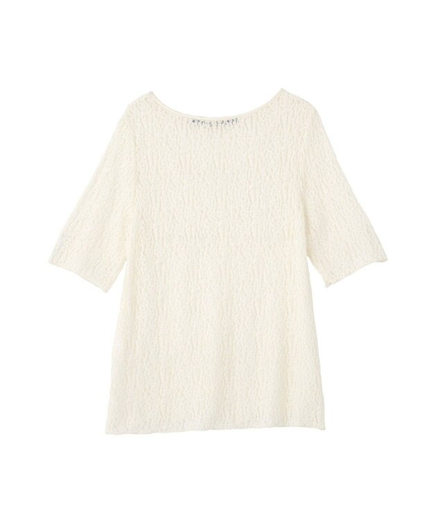 YECCA VECCA 5分袖レースシアートップス Ivory
