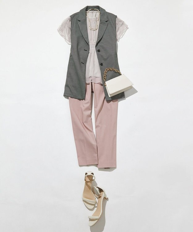 ANY SIS 【UVカット・接触冷感】ドライタッチクール ジレ グレーミニチェック