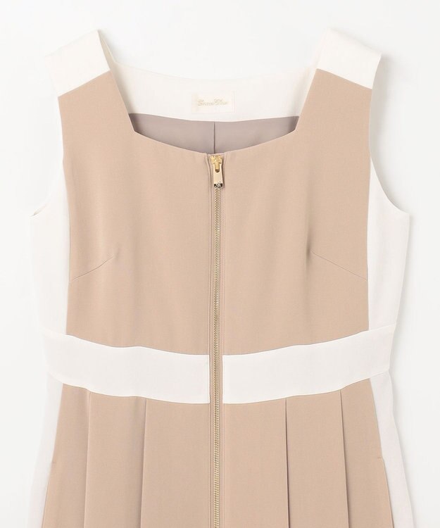 GRACE CONTINENTAL ラインバイカラードレス ベージュ