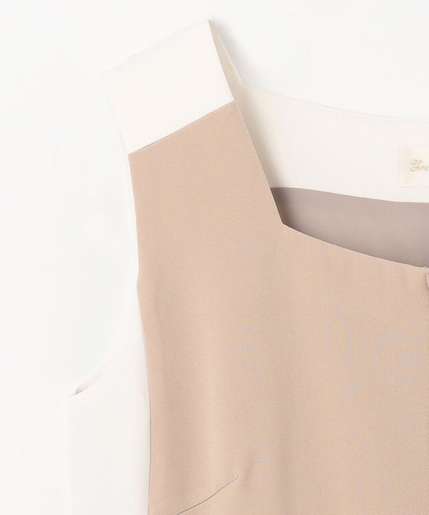 GRACE CONTINENTAL ラインバイカラードレス ベージュ