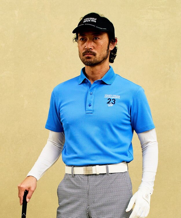 23区GOLF 【MEN】ハニカムライトカノコメッシュ衿ポロ サックスブルー系