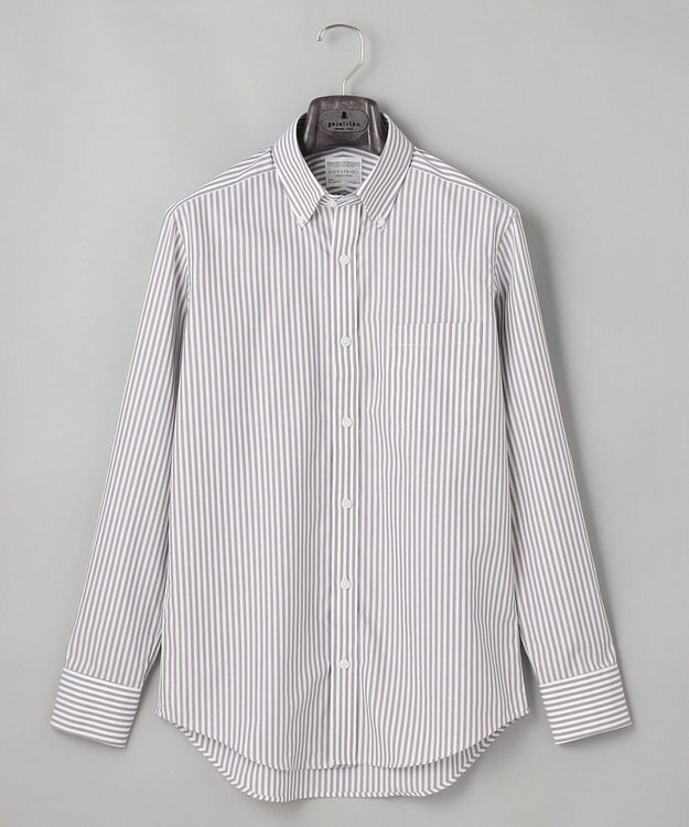 GOTAIRIKU 【形態安定】PREMIUMPLEATS_ボタンダウンカラー 通年ドレスシャツ_ストライプ(25年春夏モデル) ダークブラウンストライプ