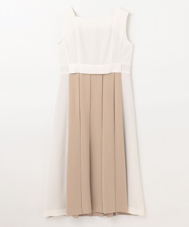 GRACE CONTINENTAL ラインバイカラードレス ベージュ