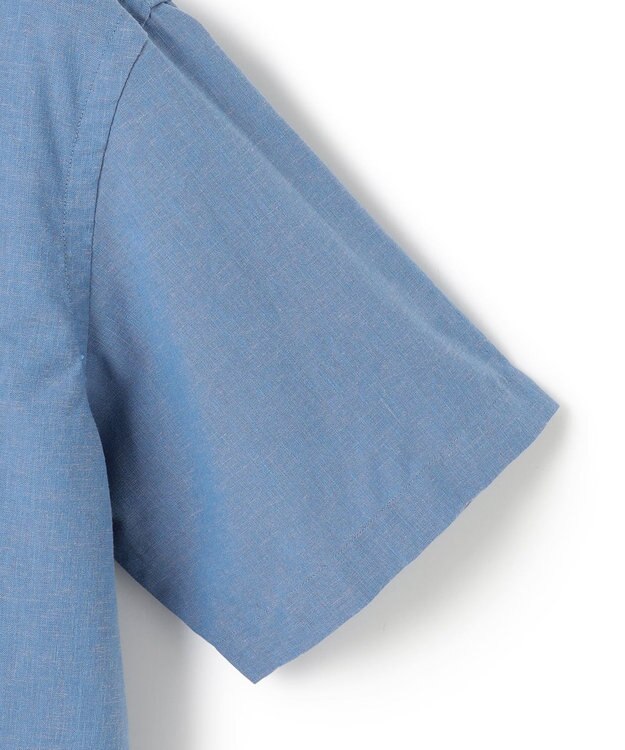 J.PRESS MEN 【HYBRID LINEN】 バンドカラーシャツ サックスブルー系