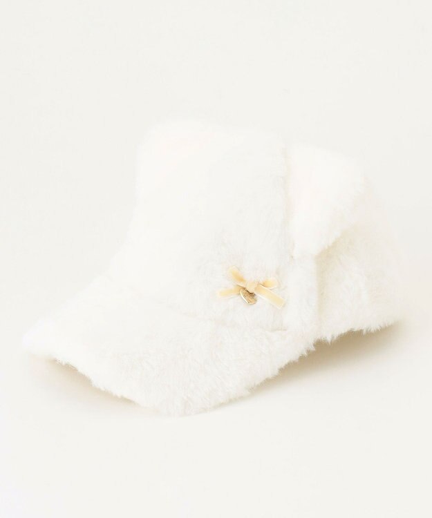 ANY KIDS ネコ耳付き ファー キャップ アイボリー