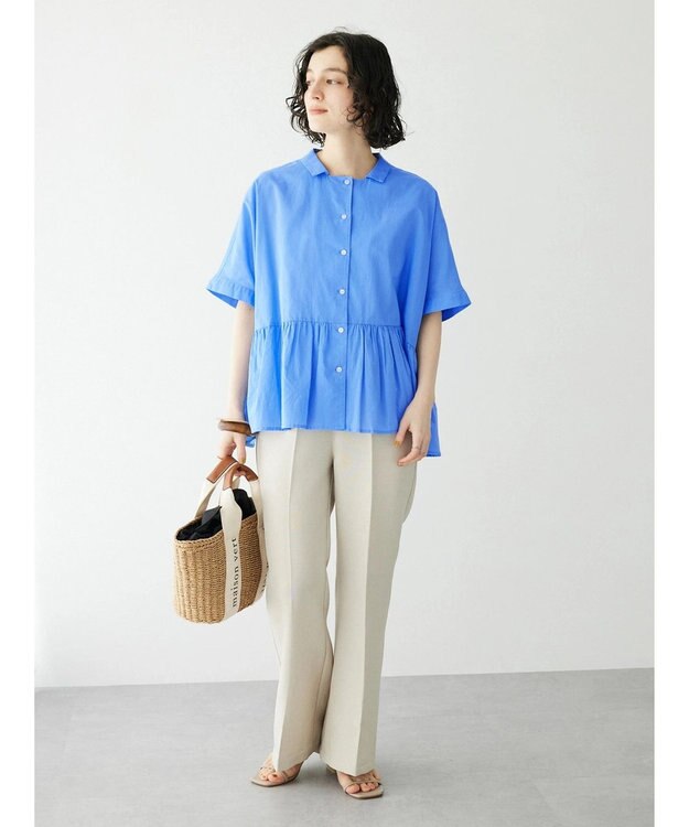 CRAFT STANDARD BOUTIQUE ペプラムブラウス Sax