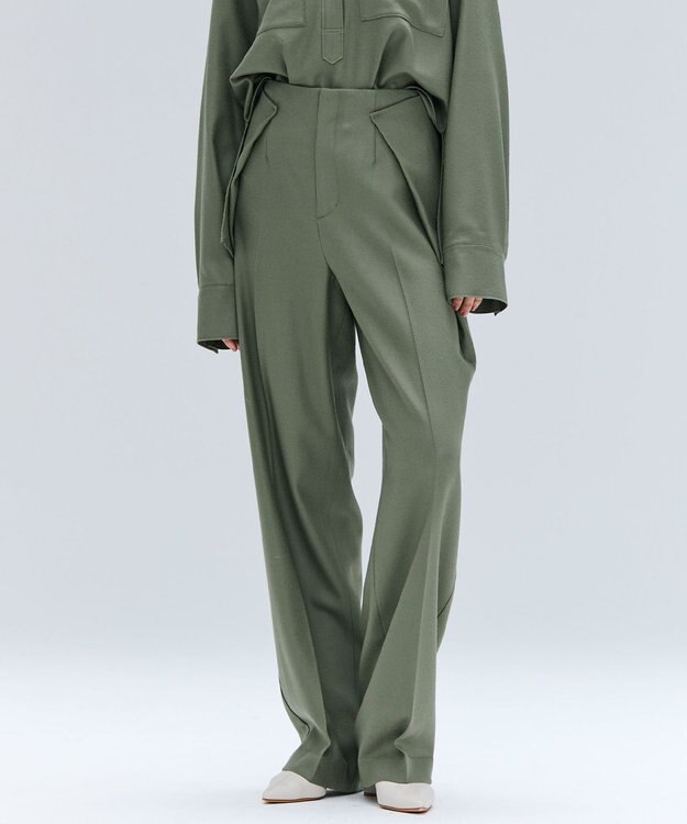 BEIGE， TERNES / 変形タックウールワイドパンツ L.Khaki