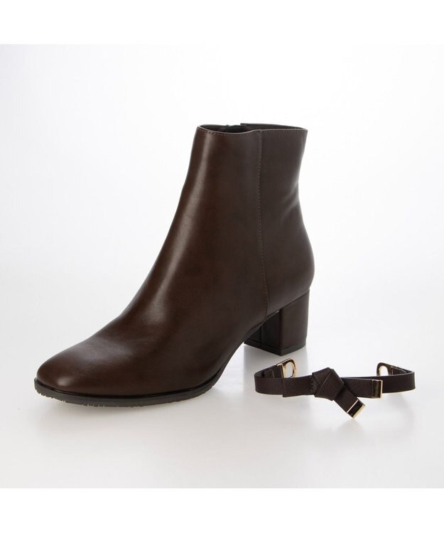 ing <Pitti>ノットリボン2WAYショートブーツ ダークブラウン