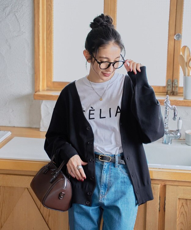 WEGO 【ユニセックス着用ITEM/MLサイズ展開】ドロップショルダーカーディガン ブラック