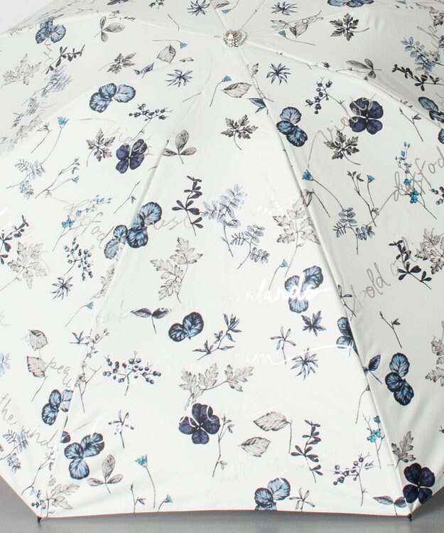 AURORA JILL STUART ジル スチュアート 晴雨兼用一段スライド傘 (ボタニカル柄) ブルー