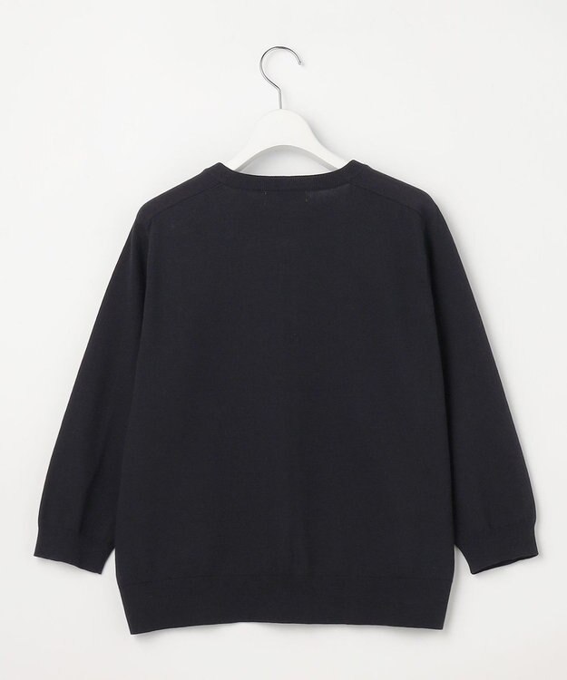 J.PRESS LADIES S Lace Jacquard ニット ブルゾン ネイビー系