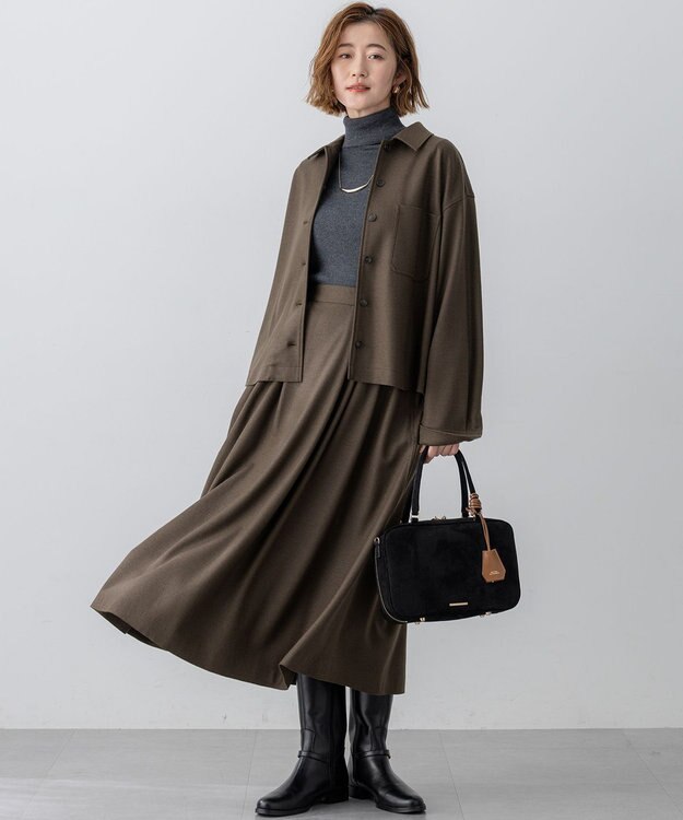 23区 【滝沢眞規子さん着用/VERY掲載/洗える】ウールミルドジャージー シャツ カーキ系