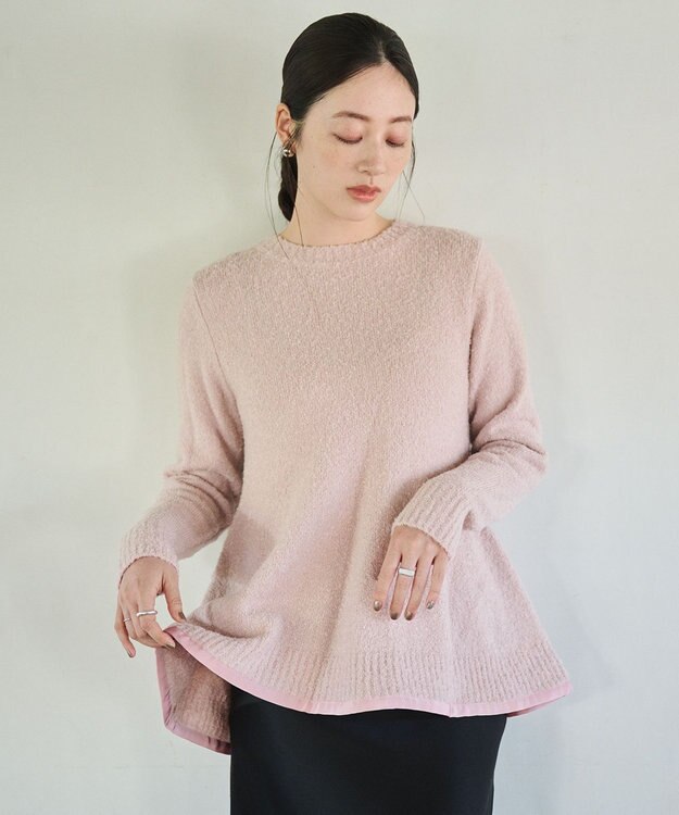 #Newans 【洗える】フレアシルエットチュニックニット ピンク系