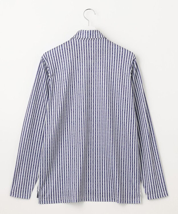 23区GOLF 【MEN/キングサイズ】【吸水速乾/UVカット】ストライプロゴ 長袖シャツ ダルブルー系2