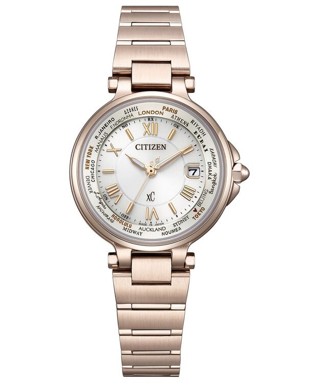 CITIZEN 【xC】ハンサムなサクラカラーの光発電エコ・ドライブ電波時計 EC1017-58A サクラ色