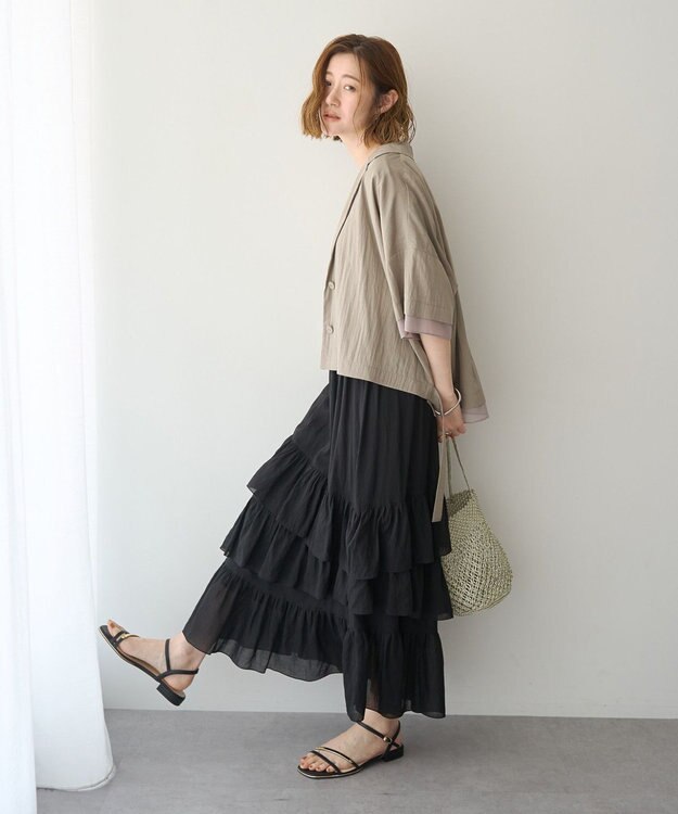 YECCA VECCA アシメラッフルスカート Black