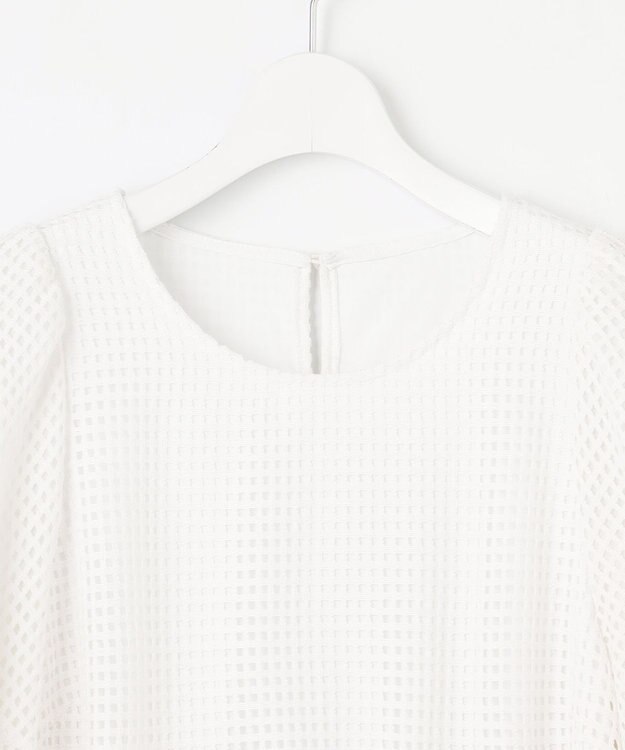 Feroux 【洗える】シアーチェックラッセル ワンピース ホワイト系