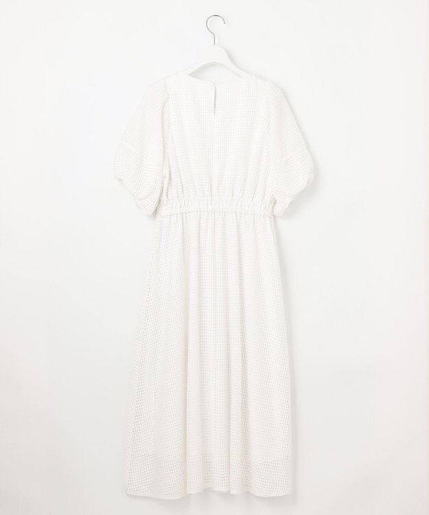 Feroux 【洗える】シアーチェックラッセル ワンピース ホワイト系