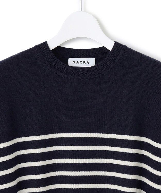 23区 【SACRA】エクストラファインメリノ ボーダーニット [23区別注]ネイビー系