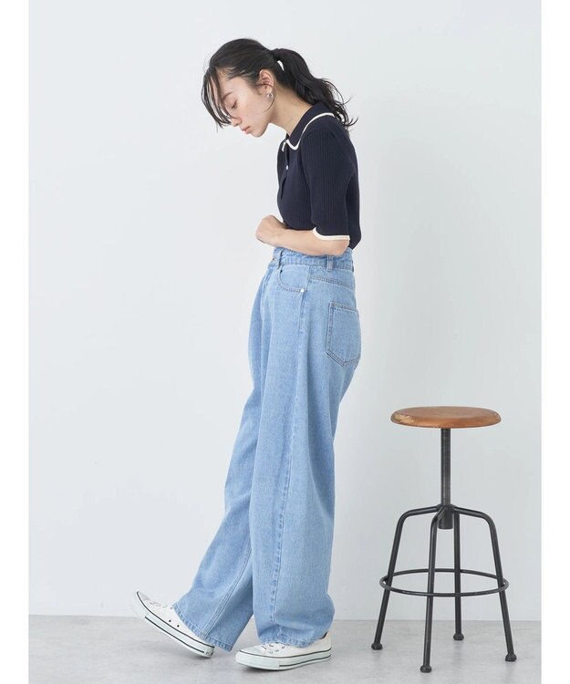 earth music&ecology ハイショクポロニット Navy