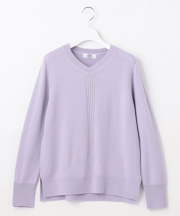 J.PRESS LADIES CLEAR LIGHT WOOL Vネック ニット ふじ色系