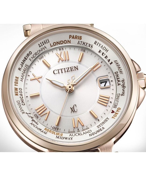 CITIZEN 【xC】ハンサムなサクラカラーの光発電エコ・ドライブ電波時計 EC1017-58A サクラ色