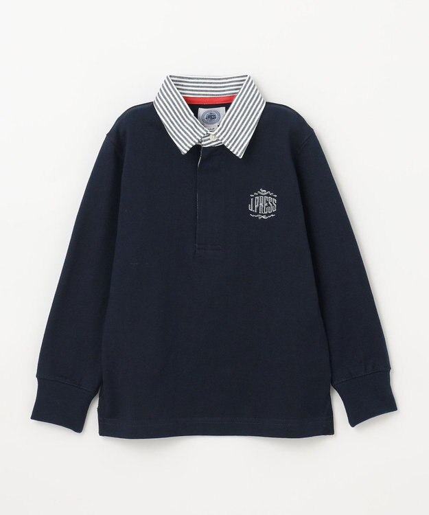 J.PRESS KIDS 【110-130cm】柄襟ラガー 長袖ポロシャツ ネイビー系