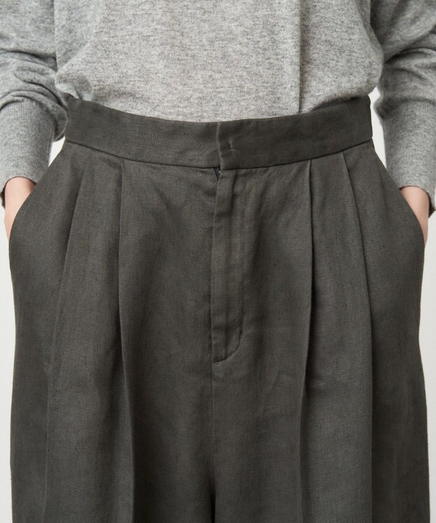 ATON GARMENT DYED LINEN SATIN | ワイドパンツ CHARCOAL GRAY