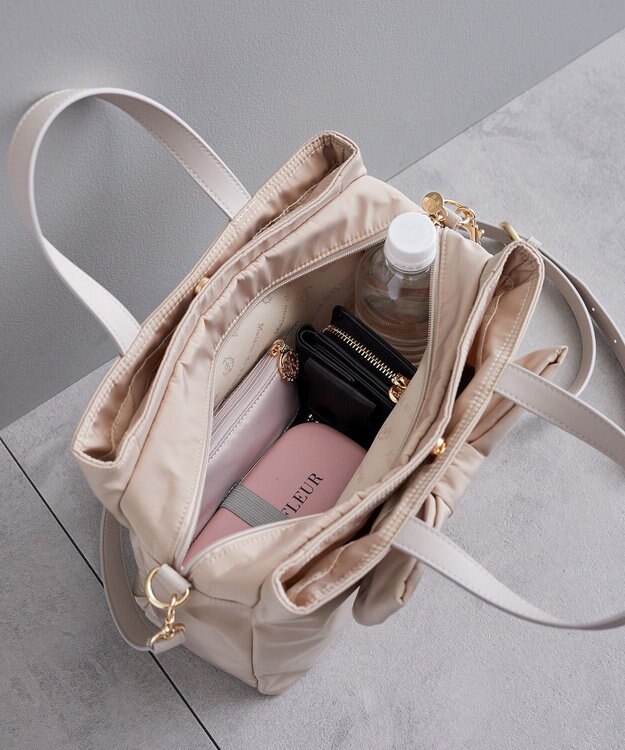 Maison de FLEUR EC限定リボン3ルーム2Wayトートバッグ Beige