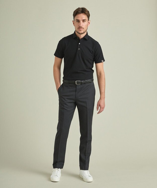 GOTAIRIKU ロングセラー【洗える/折り目加工/シワになりにくい/ウエストアジャスター】ウォッシャブル サマーウール100％パンツ_定番色(ノータック)23/24年モデル チャコールグレー系