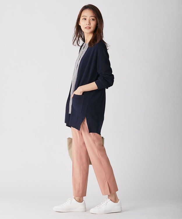 J.PRESS LADIES 【洗える】ポリエステルレーヨンマイクロギャバストレッチ テーパード パンツ ピンク系