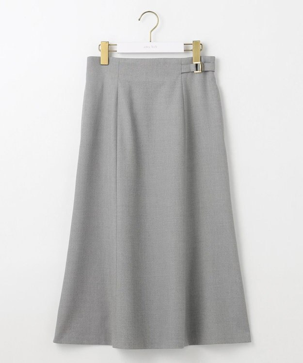 ANY SIS L 【洗える】褒めらレディフレア スカート グレーシャンブレー