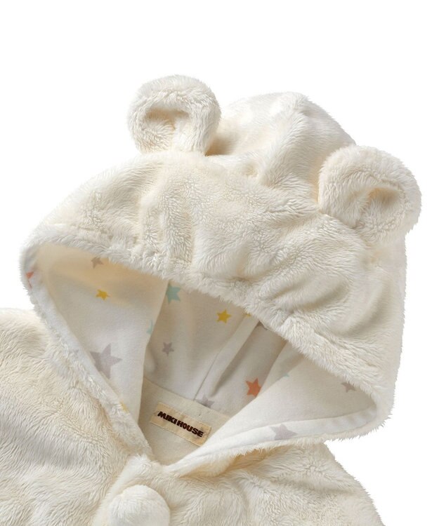 MIKI HOUSE HOT BISCUITS 【ミキハウス】【70-90cm】 マイクロファー マント 白×黄