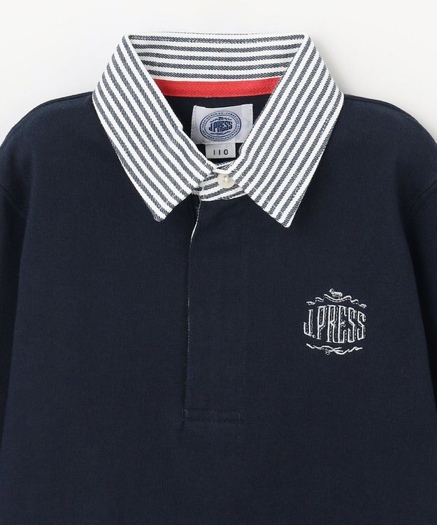 J.PRESS KIDS 【110-130cm】柄襟ラガー 長袖ポロシャツ ネイビー系