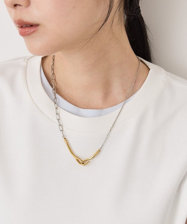 AMERICAN HOLIC 【ステンレス】バイカラーチェーンネックレス Silver