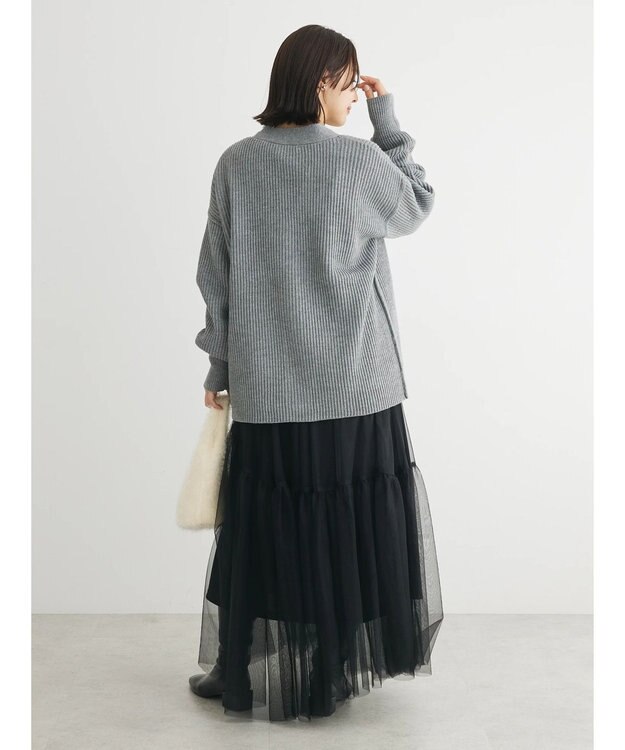 Green Parks 洗える　Ｖネックニットカーディガン Gray Mixture