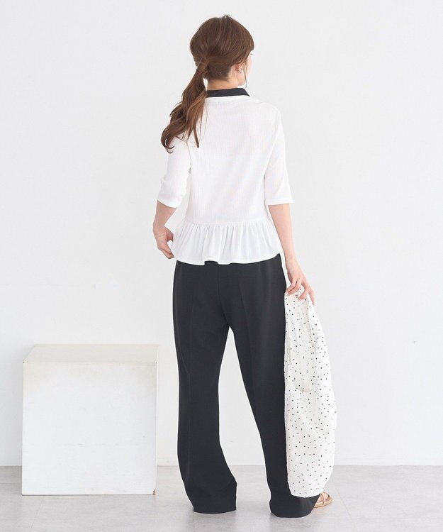 earth music&ecology ダブル衿ペプラムプルオーバー Ivory