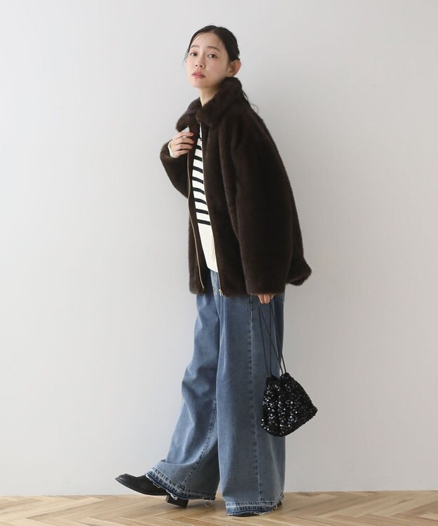 Green Parks ミンクライクファーブルゾン Brown