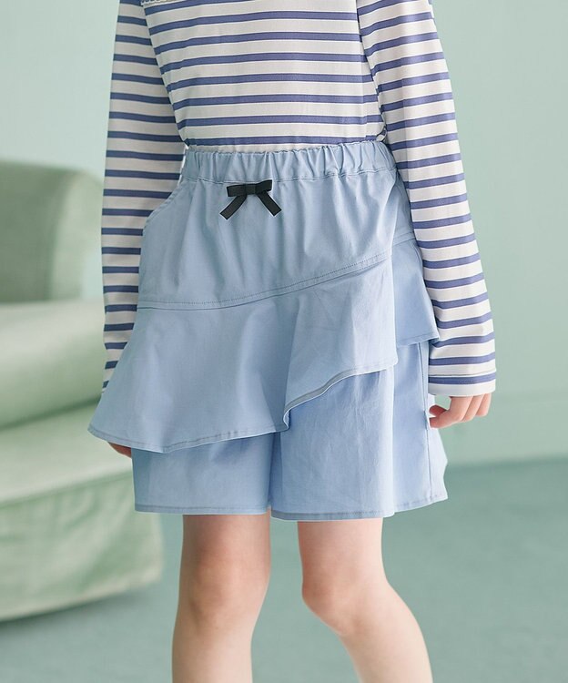 組曲 KIDS 【150-160㎝】アシンメトリーフリル キュロット サックスブルー系