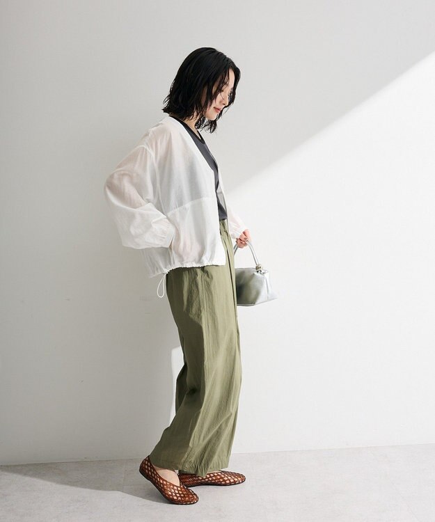 Green Parks シアーＺＩＰＶネックブルゾン Off White