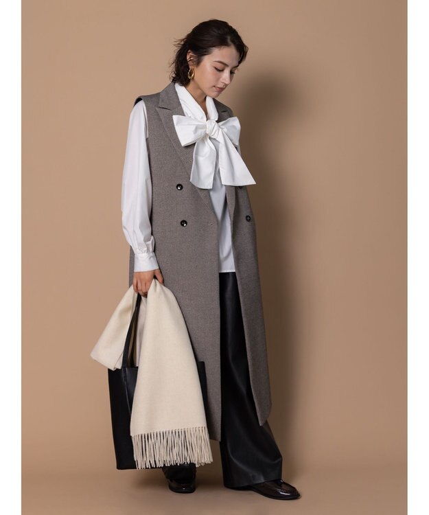 Te chichi 【泉 里香さん着用・Oggi.jp10/23掲載】ツイードロングジレ（セットアップ可） ベージュ