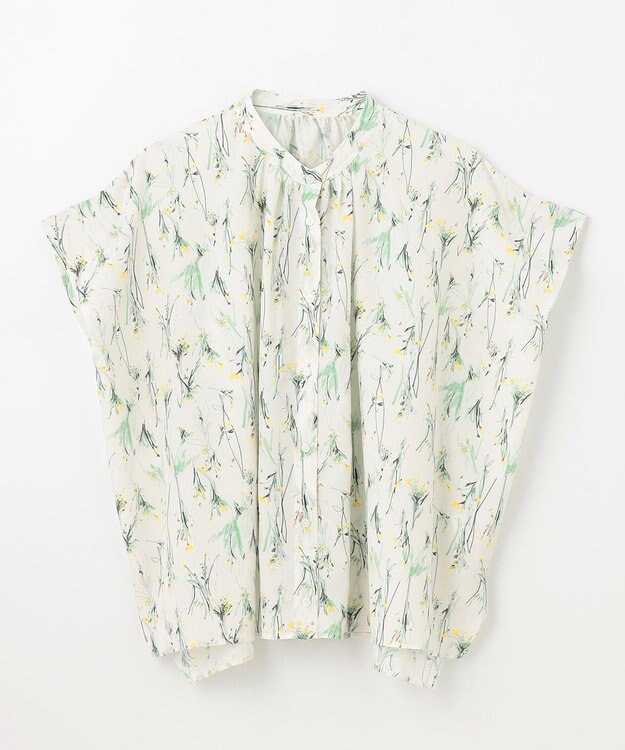 ANY スクエアプリントシャツ オフベース×花柄