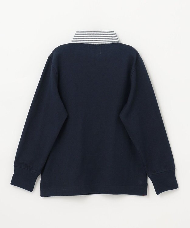 J.PRESS KIDS 【110-130cm】柄襟ラガー 長袖ポロシャツ ネイビー系