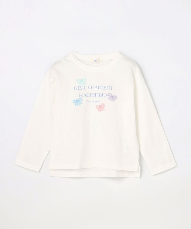 ANY KIDS 【綿100%】ロゴプリント 長袖Tシャツ オフホワイト