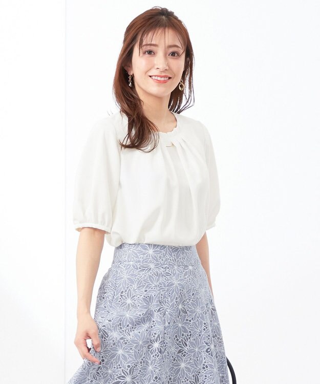 ANY SIS 【洗える】フロントタック ブラウス オフホワイト