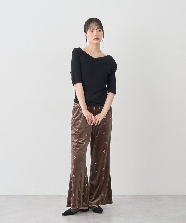 earth music&ecology ドレープニットプルオーバー Black