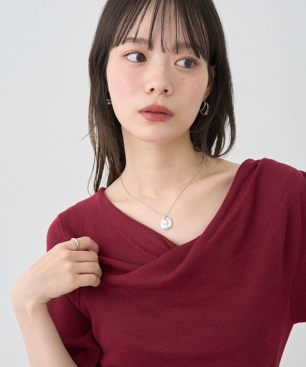 earth music&ecology ドレープニットプルオーバー Bordeaux