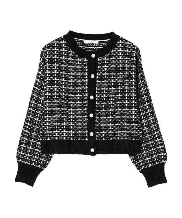 Green Parks ・ｆｕｒｒｙ　ｒａｔｅ　ツィードラメニットカーディガン Black